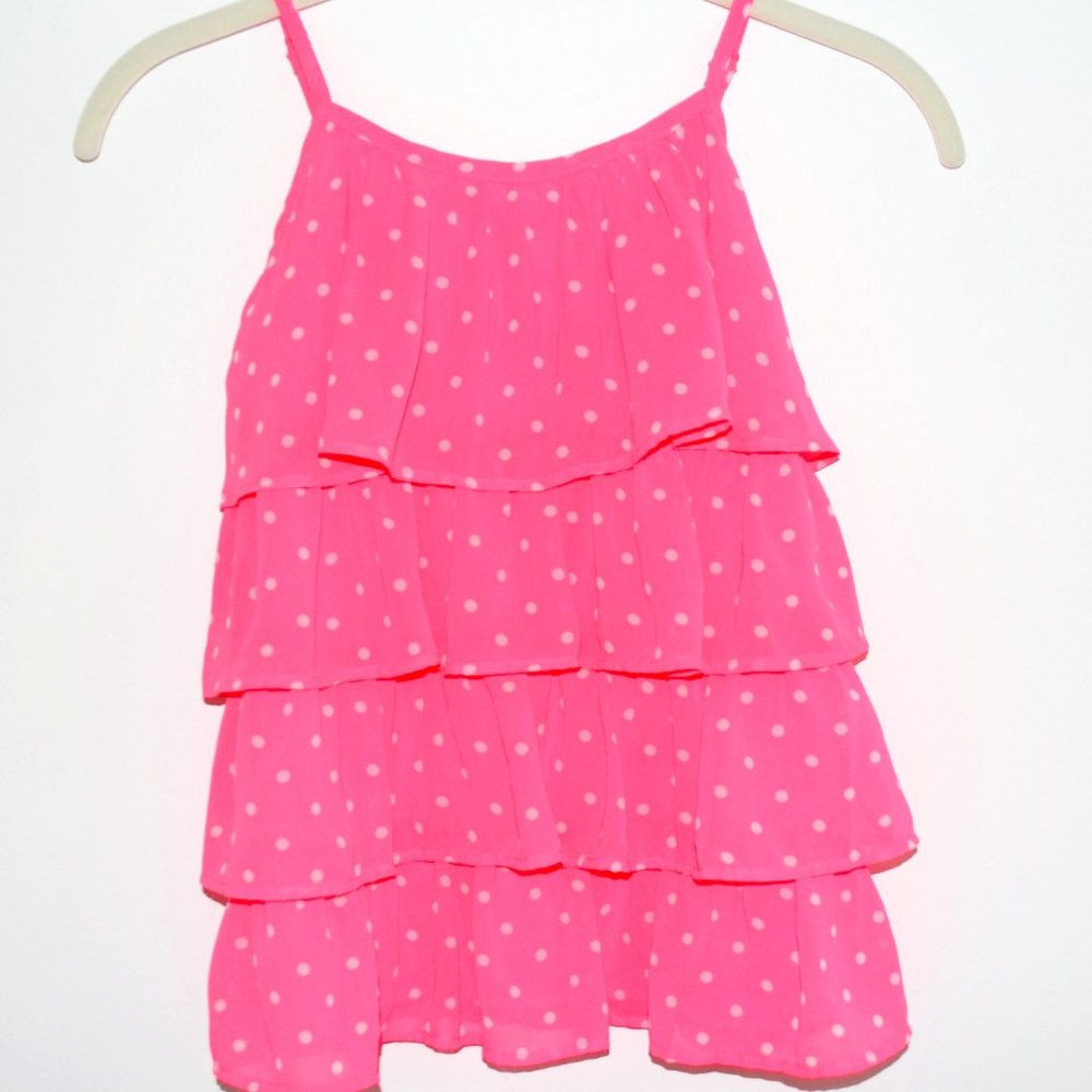 Cherokee Polka Dot Neon Pink Blouse - Large (10-12)